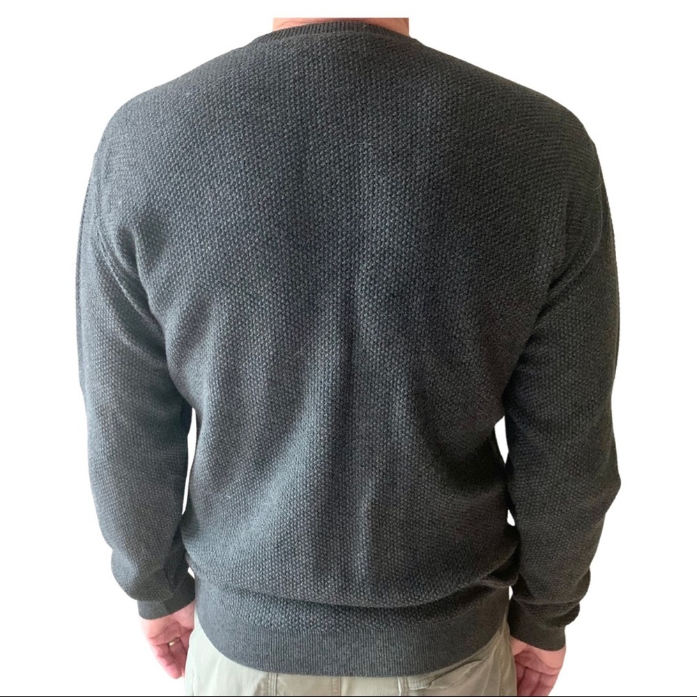 JOSEPH ABBOUD Crewneck Sweater 100% Cotton Textured Knit Grey Pullover Size M - Picture 4 of 14